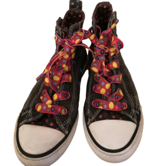 CONVERSE All Star Skate high top sneakers.Junior sz1 Black/grey&dots Sid… - Picture 3 of 6